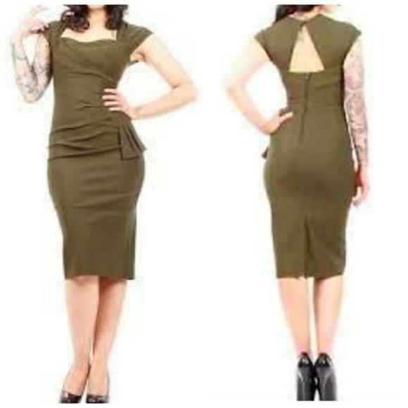 Uma Army Green Fitted Dress - Picture 5 of 5